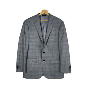 Vintage Ralph Lauren Blue Label Men’s 42L Silk Wool Gray Plaid Sport Coat Long